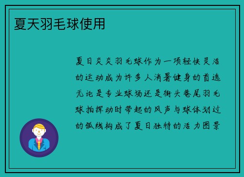 夏天羽毛球使用